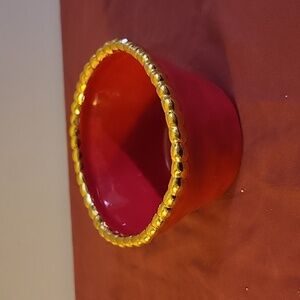 2006 Starbucks Christmas Bowl Candy Dish Red with Gold Trim 2.5" x 4"